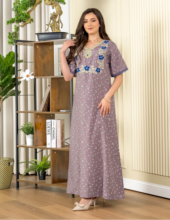 Half-Sleeve Floral Printed Jalabiya