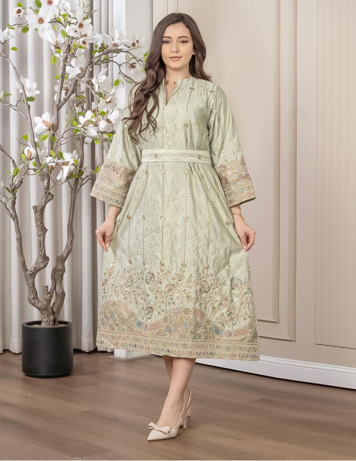 Short Jalabiya with Half Sleeves and Embroidery