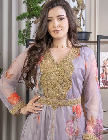 Elegant Tulle Jalabiya with External Embroidery