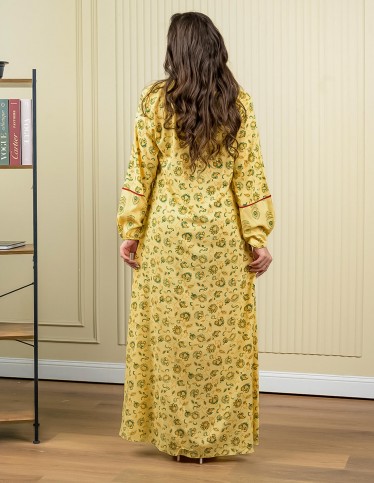 Long-Sleeve Jalabiya with Side Floral Print