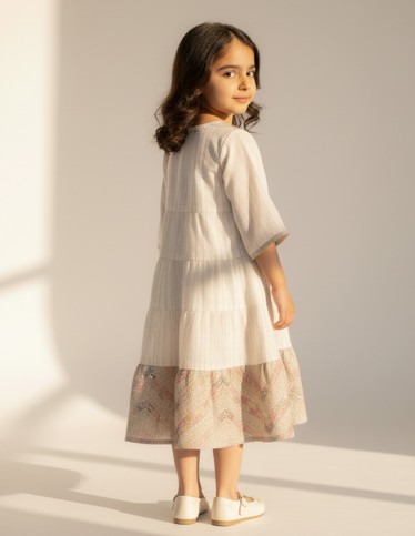 Elegant off-white girls' jalabiya.