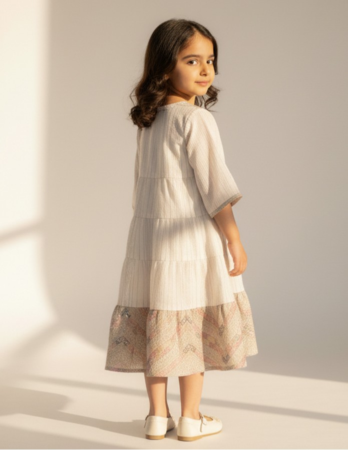 Elegant off-white girls' jalabiya.