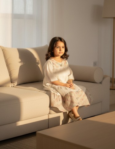 Elegant off-white girls' jalabiya.