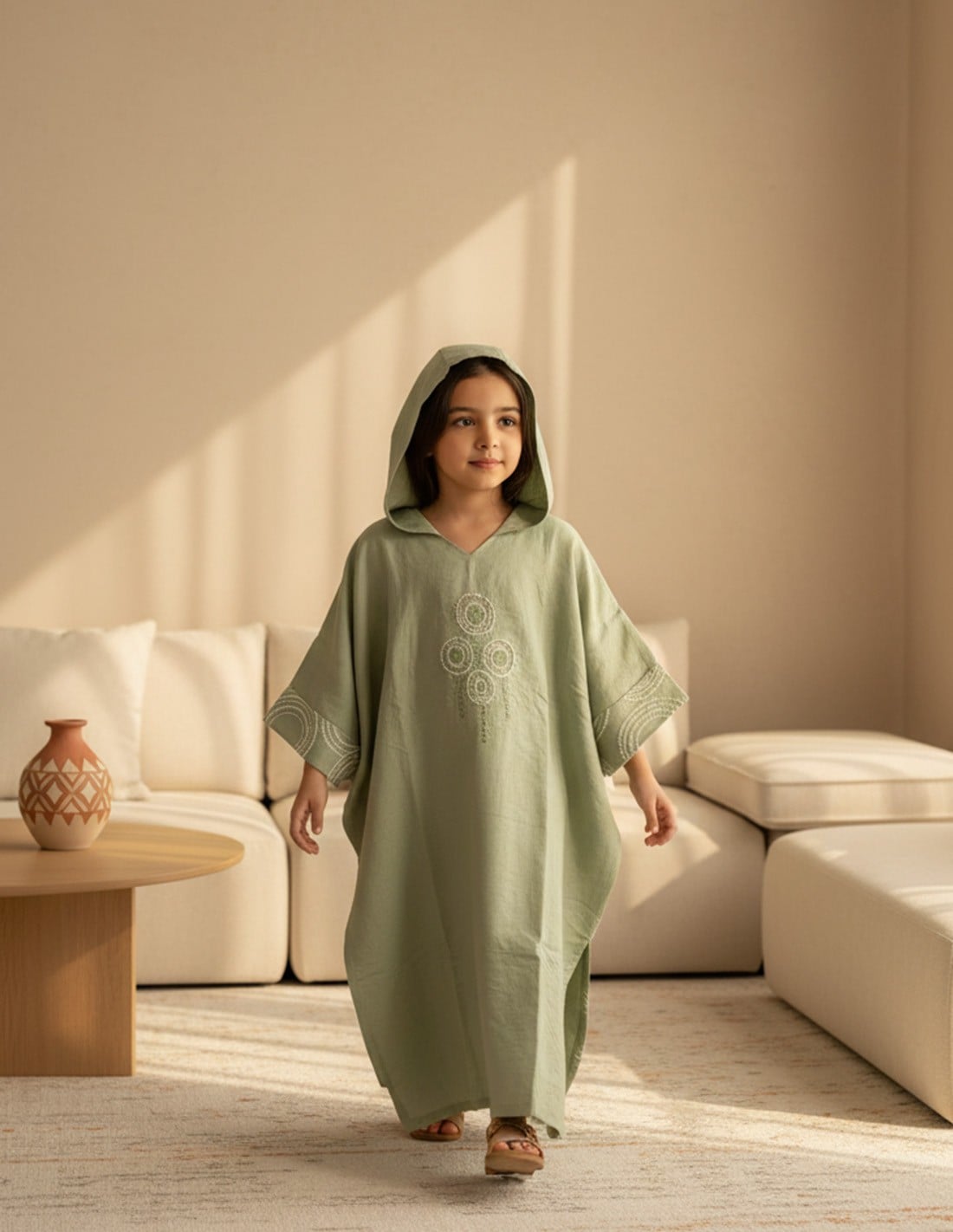 Elegant Light Pink girls' jalabiya.