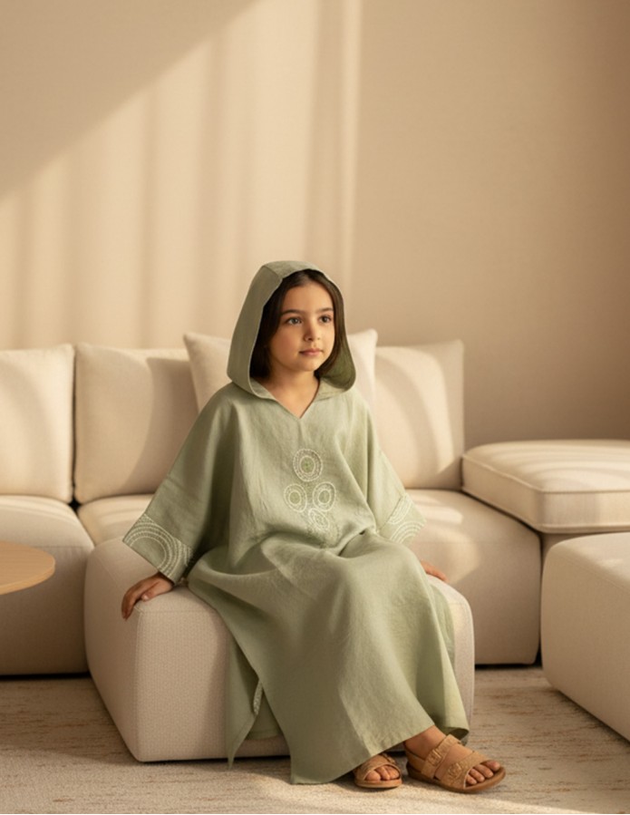 Elegant Light Pink girls' jalabiya.