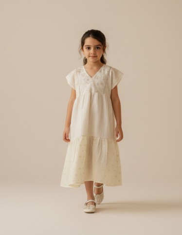 Elegant White girls' jalabiya.