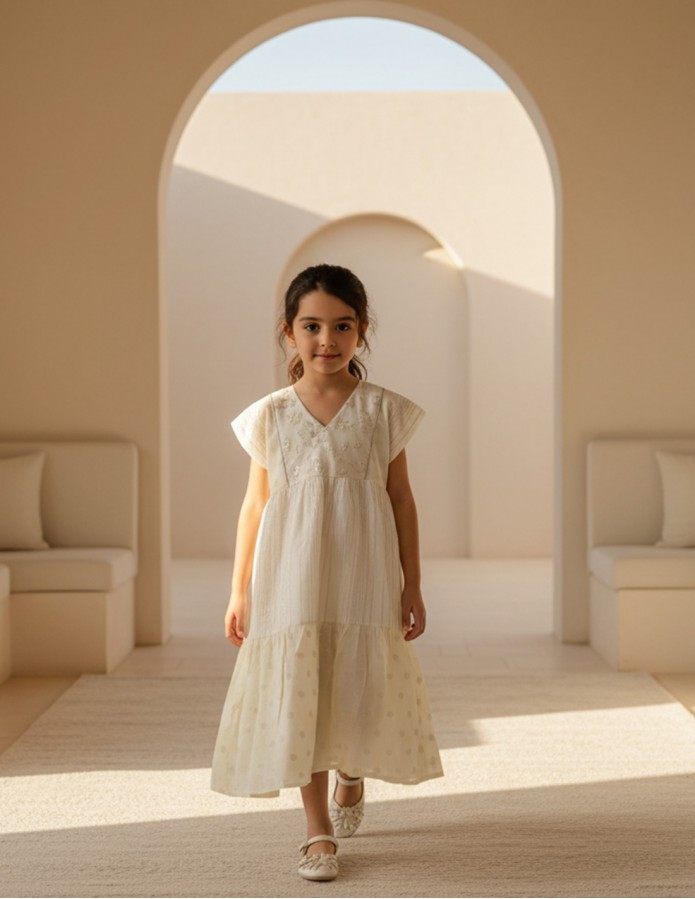 Elegant White girls' jalabiya.