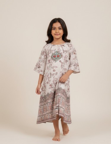 Elegant Dark Green girls' jalabiya.