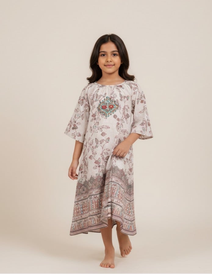 Elegant Dark Green girls' jalabiya.