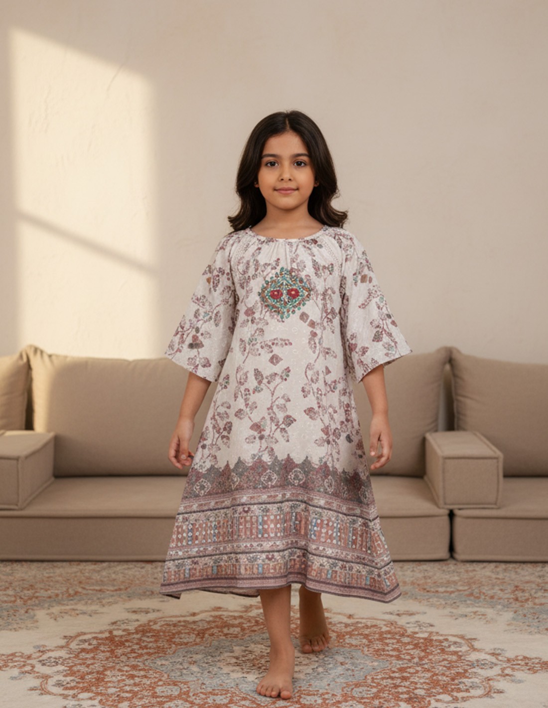 Elegant Dark Green girls' jalabiya.