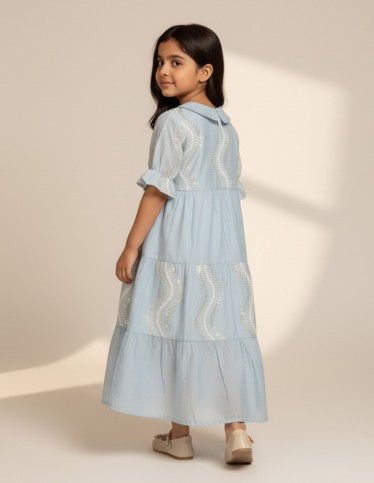 Elegant Dark Blue girls' jalabiya.
