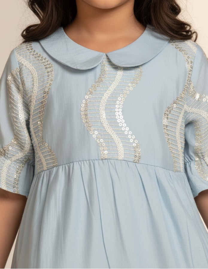 Elegant Dark Blue girls' jalabiya.