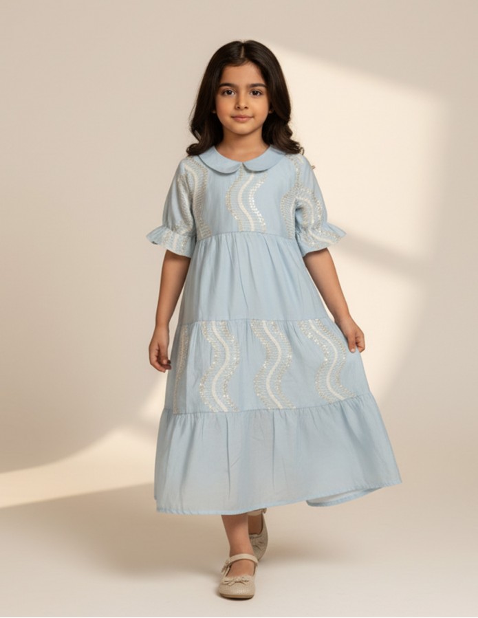 Elegant Dark Blue girls' jalabiya.