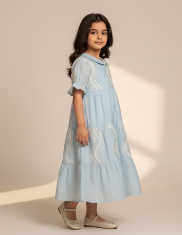 Elegant Dark Blue girls' jalabiya.