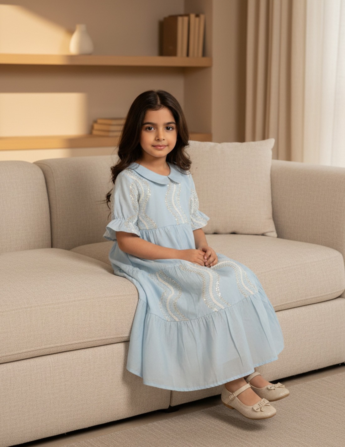 Elegant Dark Blue girls' jalabiya.