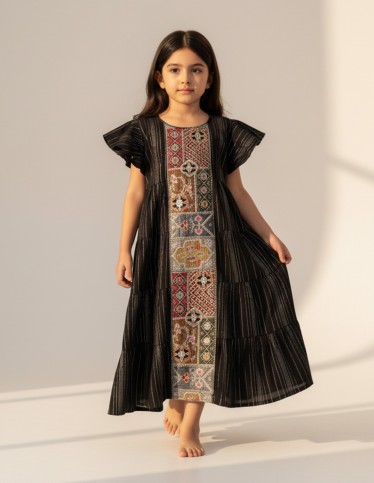 Elegant Ivory White girls' jalabiya.