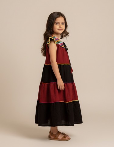 Elegant Red & Black girls' jalabiya.