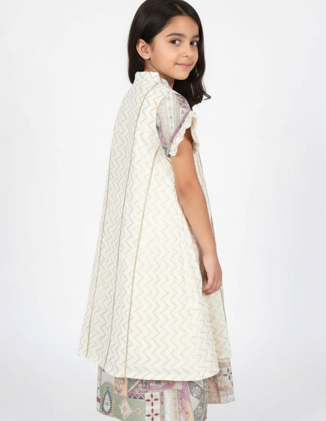 Elegant Beige girls' jalabiya.