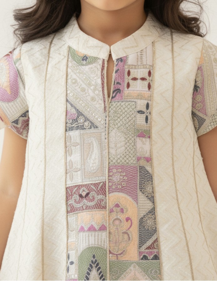 Elegant Beige girls' jalabiya.