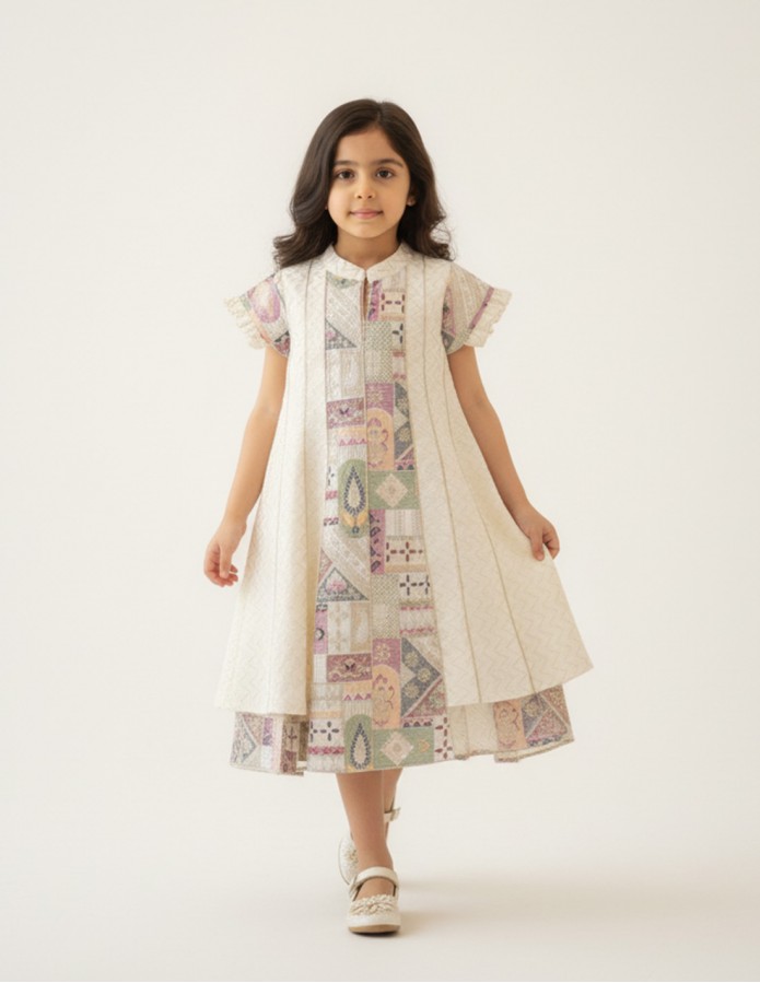 Elegant Beige girls' jalabiya.