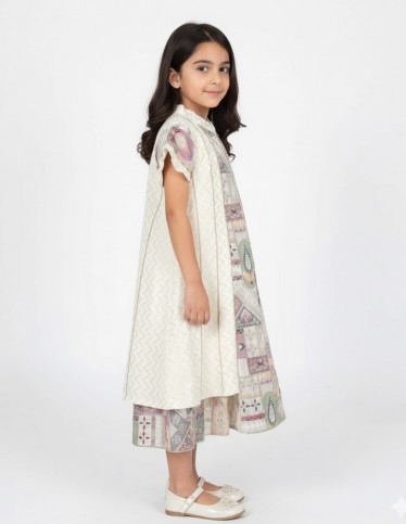 Elegant Beige girls' jalabiya.
