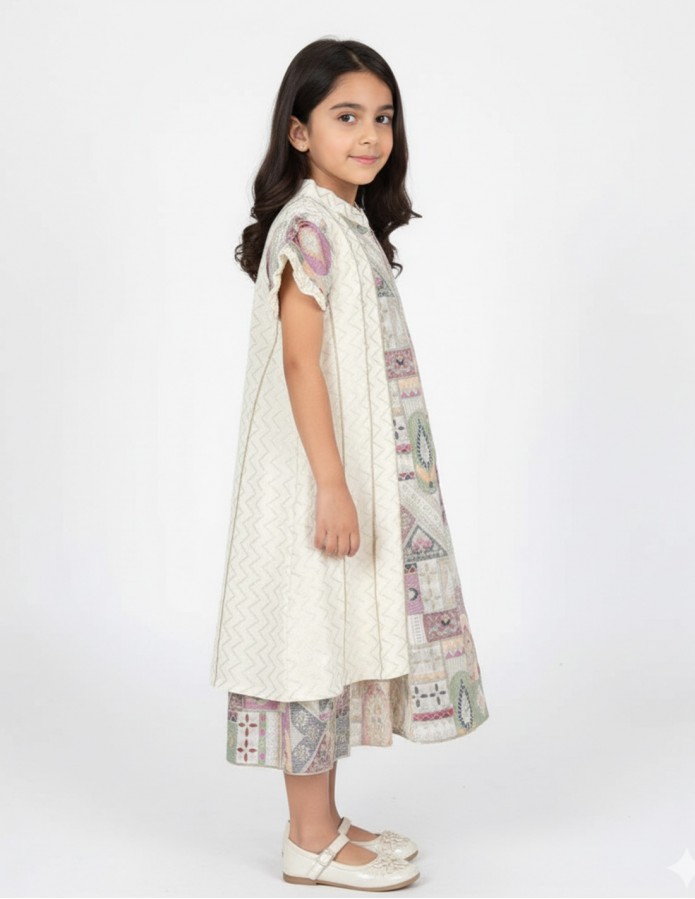 Elegant Beige girls' jalabiya.