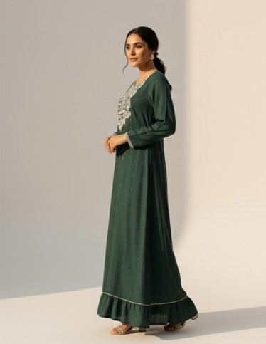 Light Blue Jalabiya with Golden Embroidery