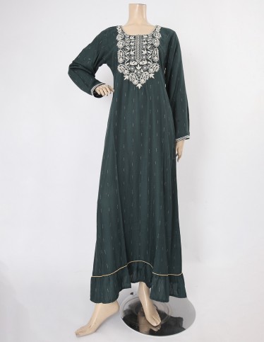 Light Blue Jalabiya with Golden Embroidery