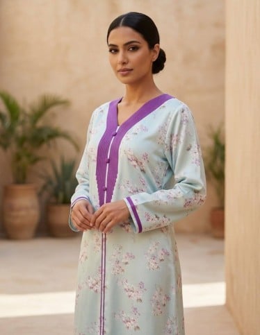 Sky blue floral jalabiya