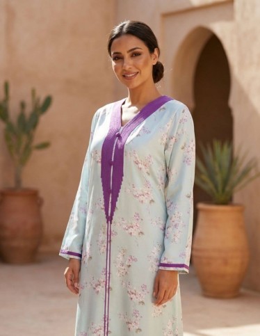 Sky blue floral jalabiya