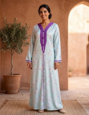 Sky blue floral jalabiya