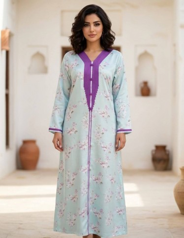 Sky blue floral jalabiya