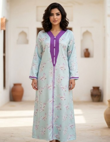 Sky blue floral jalabiya