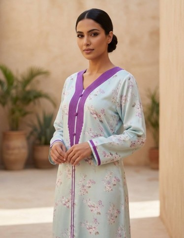 Sky blue floral jalabiya