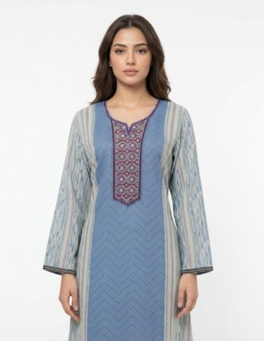 "Sama" Floral Jalabiya with Soft Kanfa Embroidery.