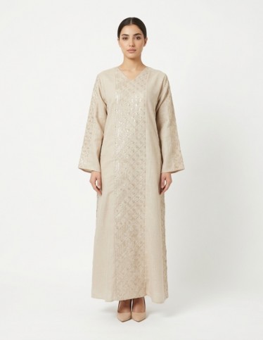 "Stars" Luxury Jalabiya with Sequin & Kasab Embroidery.
