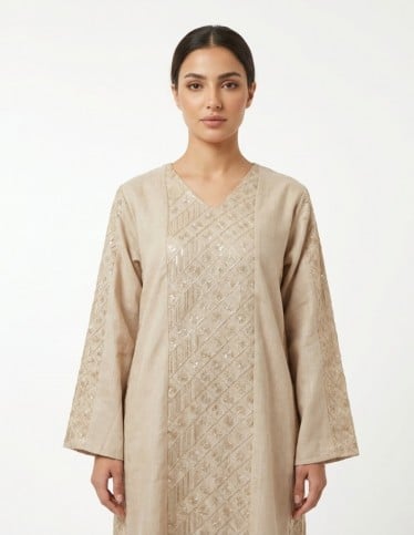 "Stars" Luxury Jalabiya with Sequin & Kasab Embroidery.