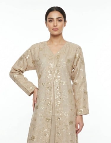 "Thuraya" Luxury Reception Jalabiya with All-over Sequin Embroidery.