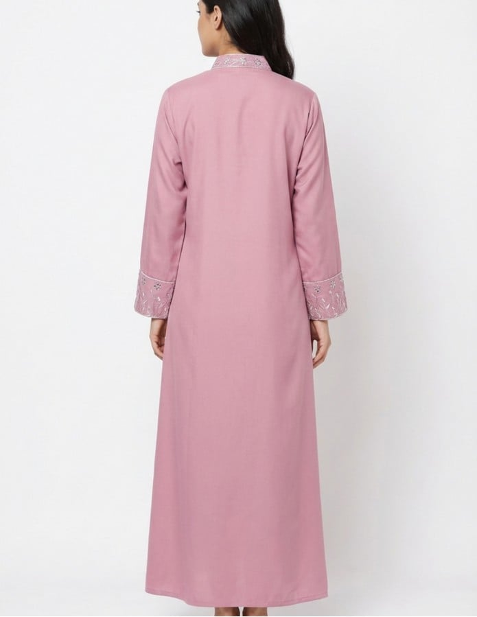 "Asayel" Reception Jalabiya  Wide Sleeve with Luxury Silk Thread Embroidery.