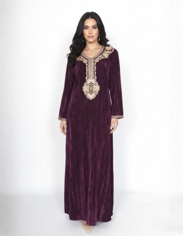 "Legendary" Butterfly Jalabiya Crushed Velvet with Royal Embroidery.