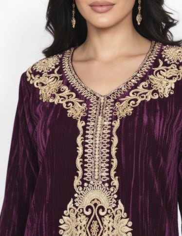 "Legendary" Butterfly Jalabiya Crushed Velvet with Royal Embroidery.