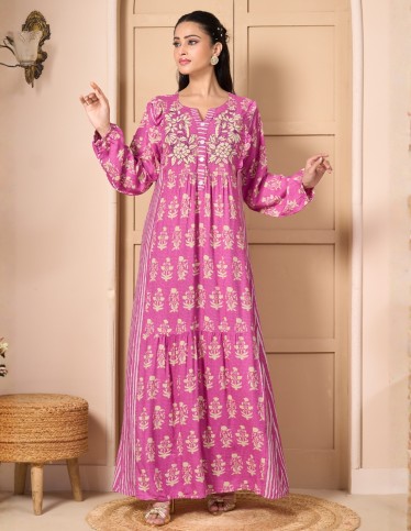 "Nesma" Rayon Jalabiya – Exquisite Hand-Embroidered Craftsmanship.