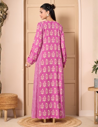 "Nesma" Rayon Jalabiya – Exquisite Hand-Embroidered Craftsmanship.