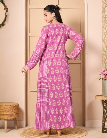 "Asala" Long Rayon Jalabiya – Exquisite Hand-Embroidered Full-Length Gown.