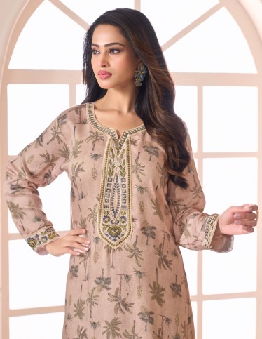 "Nesma" Daily Jalabiya Soft Feel Fabric with Delicate Embroidery.