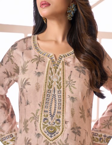"Nesma" Daily Jalabiya Soft Feel Fabric with Delicate Embroidery.