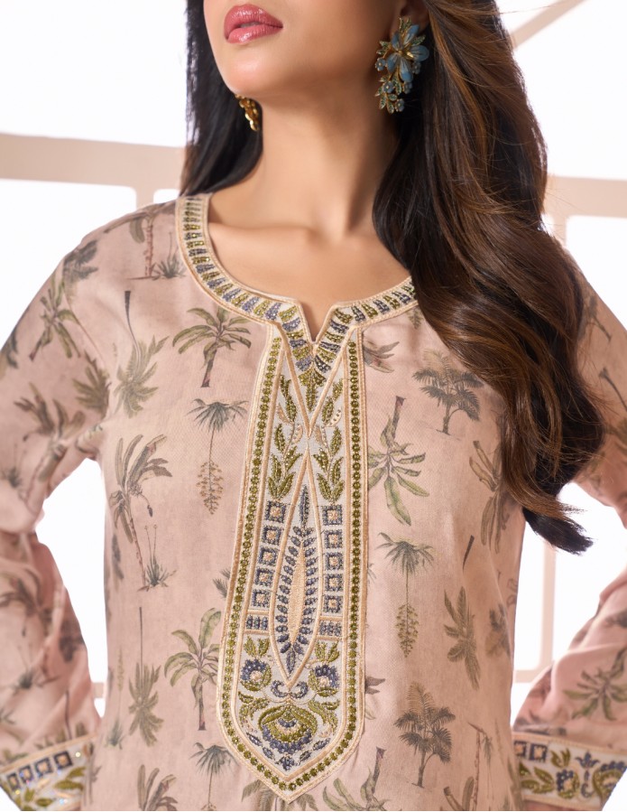"Nesma" Daily Jalabiya Soft Feel Fabric with Delicate Embroidery.