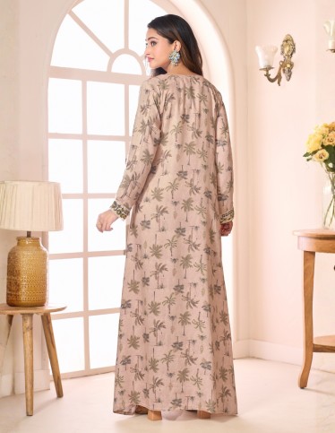 "Nesma" Daily Jalabiya Soft Feel Fabric with Delicate Embroidery.