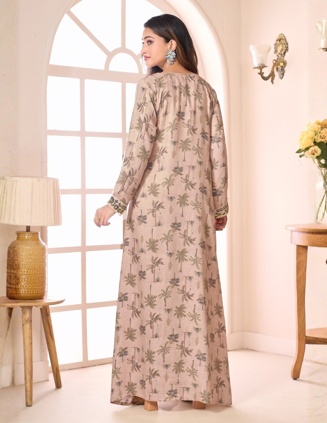 "Nesma" Daily Jalabiya Soft Feel Fabric with Delicate Embroidery.