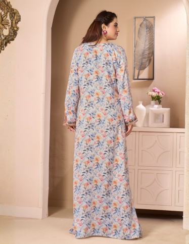 "Nesma" Daily Jalabiya Soft Feel Fabric with Delicate Embroidery.